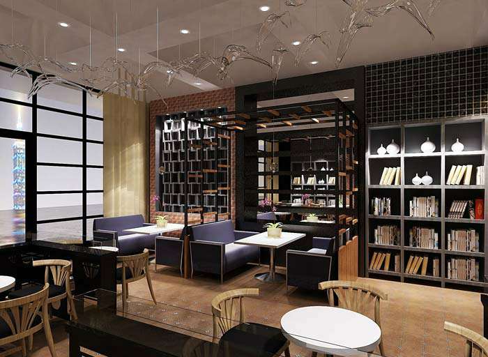 書(shū)苑咖啡館裝修設(shè)計(jì)效果圖