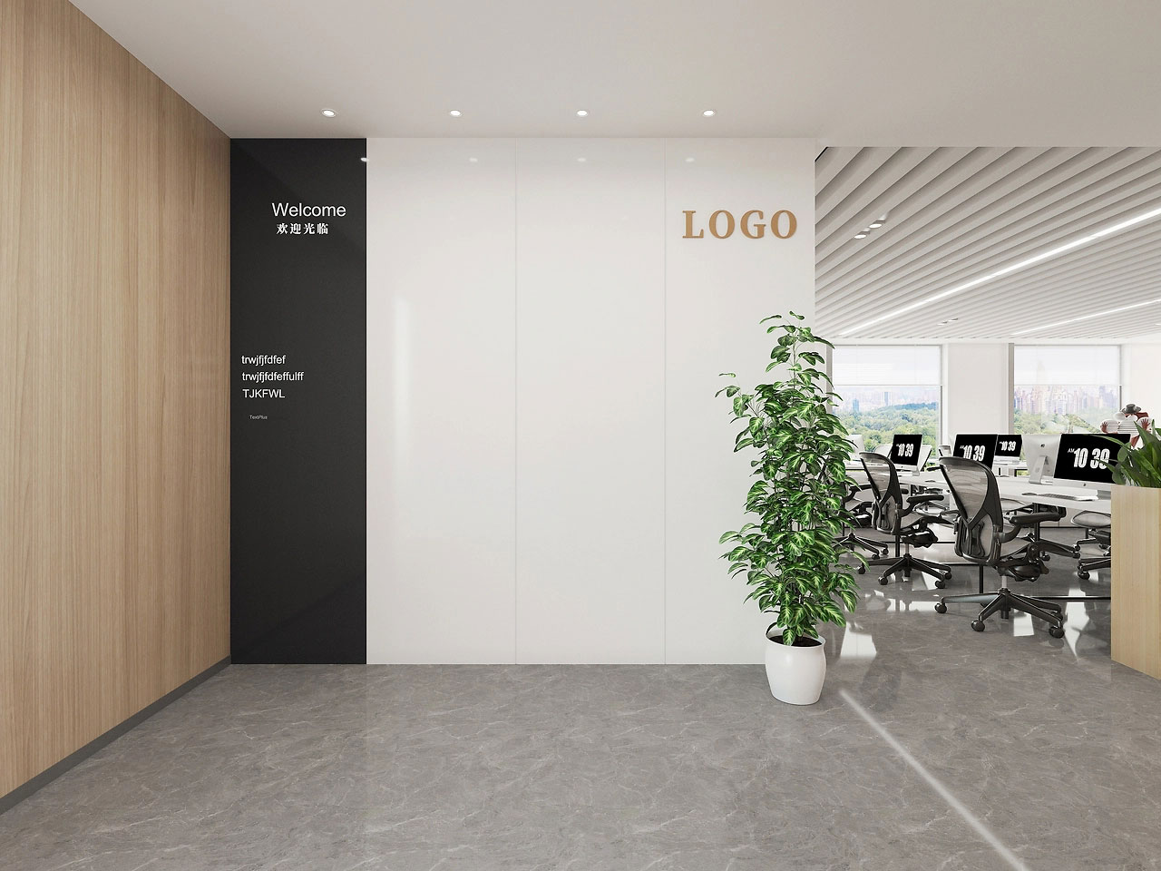 235平米鄭州辦公室設計施工效果圖