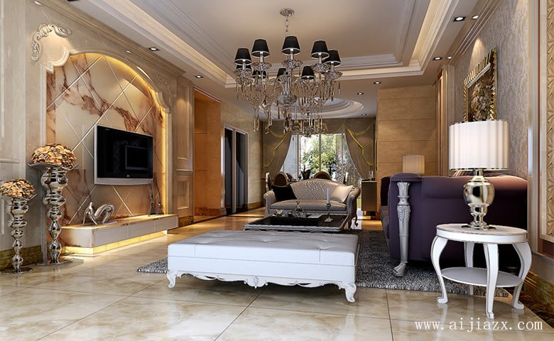 舒適溫馨的簡(jiǎn)歐風(fēng)格客廳裝修效果圖