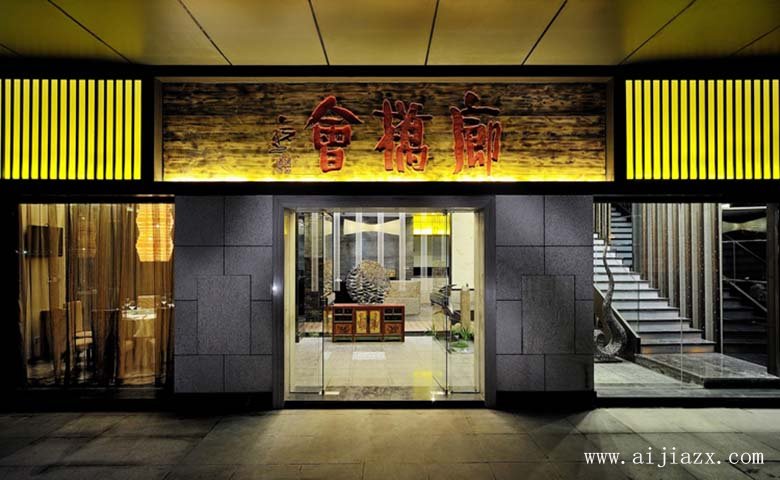 高雅格調(diào)的中式餐館門(mén)面裝修效果圖
