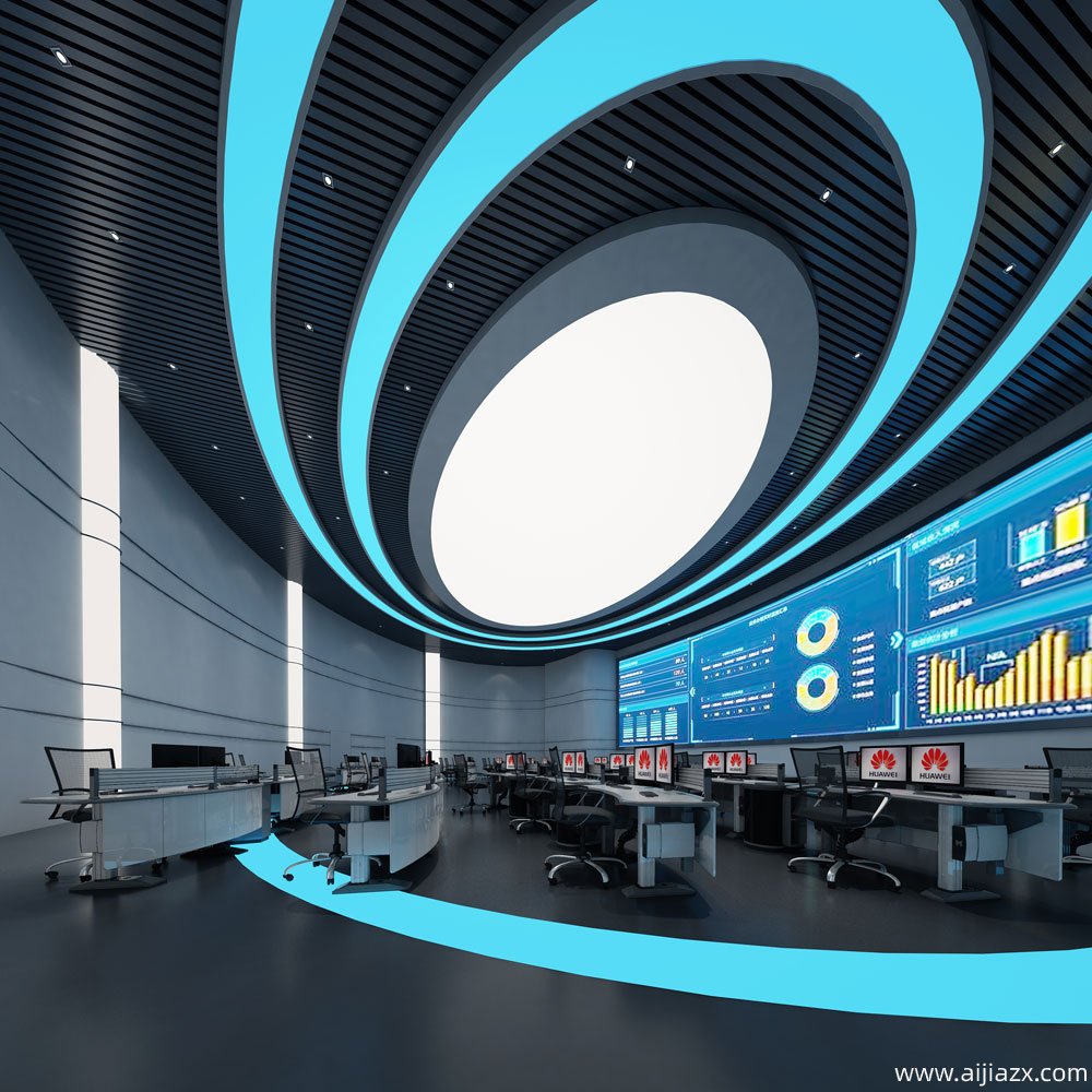 華為鄭州監(jiān)控和指揮中心裝修設計效果圖